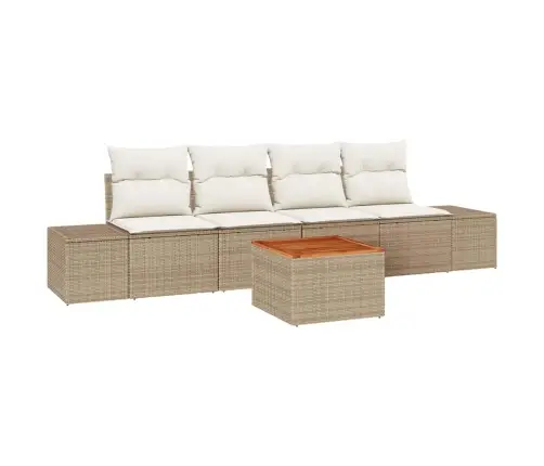 Dārza Dīvānu Komplekts 5 Pcs Bežs, Balts 55 X 55 X 37 Cm Vidaxl