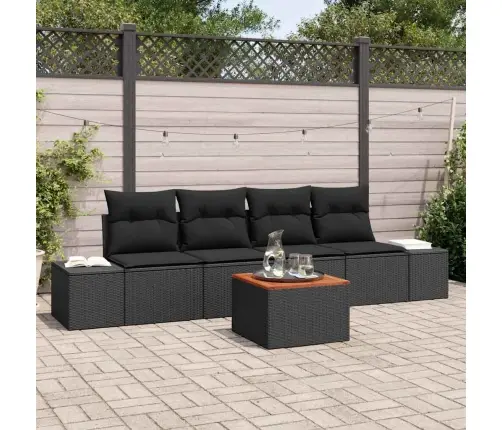 Dārza Dīvānu Komplekts 5 Pcs Melna 55 X 55 X 37 Cm Vidaxl