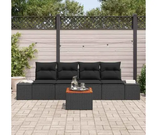 Dārza Dīvānu Komplekts 5 Pcs Melna 55 X 55 X 37 Cm Vidaxl