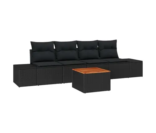 Dārza Dīvānu Komplekts 5 Pcs Melna 55 X 55 X 37 Cm Vidaxl