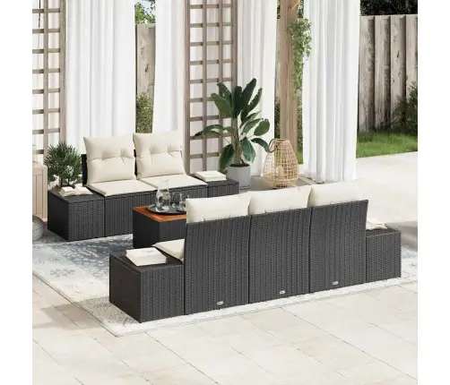 Dārza Dīvānu Komplekts 6 Pcs Melns, Balts 55 X 55 X 37 Cm Vidaxl