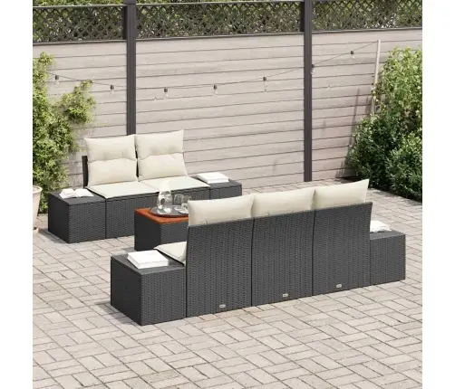 Dārza Dīvānu Komplekts 6 Pcs Melns, Balts 55 X 55 X 37 Cm Vidaxl