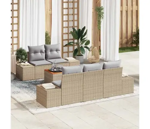 Dārza Dīvānu Komplekts 6 Pcs Bežs, Gaiši Pelēks 55 X 55 X 37 Cm Vidaxl