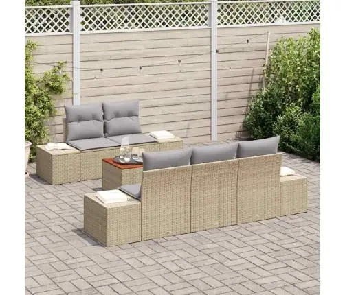 Dārza Dīvānu Komplekts 6 Pcs Bežs, Gaiši Pelēks 55 X 55 X 37 Cm Vidaxl