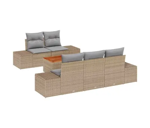 Dārza Dīvānu Komplekts 6 Pcs Bežs, Gaiši Pelēks 55 X 55 X 37 Cm Vidaxl