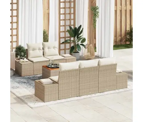 Dārza Dīvānu Komplekts 6 Pcs Bežs, Balts 55 X 55 X 37 Cm Vidaxl