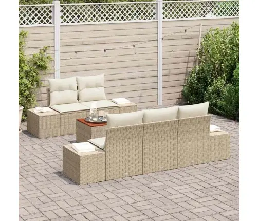 Dārza Dīvānu Komplekts 6 Pcs Bežs, Balts 55 X 55 X 37 Cm Vidaxl