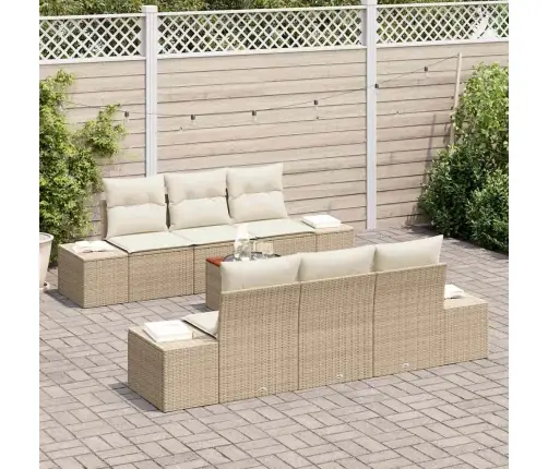 Dārza Dīvāna Komplekts 7 Pcs Bežs, Balts 55 X 55 X 37 Cm Vidaxl