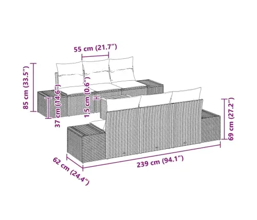 Dārza Dīvāna Komplekts 7 Pcs Bežs, Balts 55 X 55 X 37 Cm Vidaxl