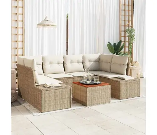 Dārza Dīvānu Komplekts 7 Pcs Bēšs Un Balts Vidaxl