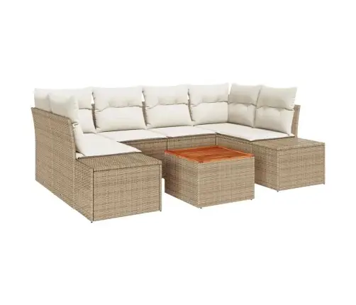 Dārza Dīvānu Komplekts 7 Pcs Bēšs Un Balts Vidaxl