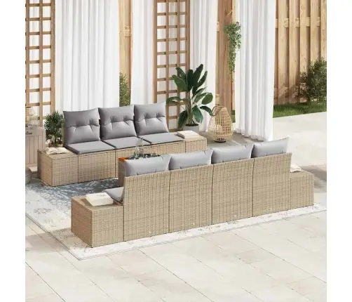 Dārza Dīvānu Komplekts 8 Pcs Bežs, Gaiši Pelēks 55 X 55 X 37 Cm Vidaxl