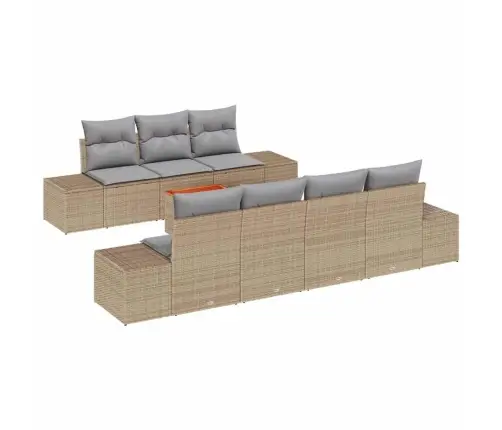 Dārza Dīvānu Komplekts 8 Pcs Bežs, Gaiši Pelēks 55 X 55 X 37 Cm Vidaxl