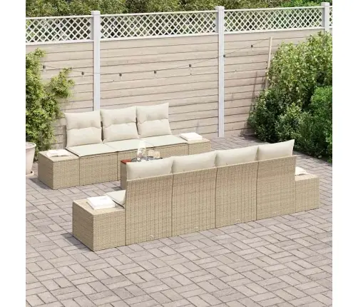 Dārza Dīvānu Komplekts 8 Pcs Bežs, Balts 55 X 55 X 37 Cm Vidaxl