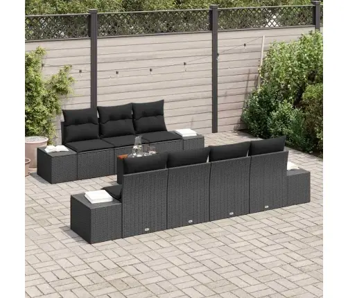 Aia Diivanikomplekt Ladustamisega 8 Pcs Must Polürotang