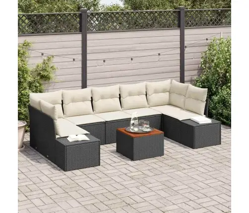 Dārza Dīvānu Komplekts 8 Pcs Melns, Balts 55 X 55 X 37 Cm Vidaxl