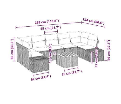 Dārza Dīvānu Komplekts 8 Pcs Pelēka 55 X 55 X 37 Cm Vidaxl Dārza Dīvānu Komplekts 8 Pcs Pelēka 55 X 55 X 37 Cm Vidaxl