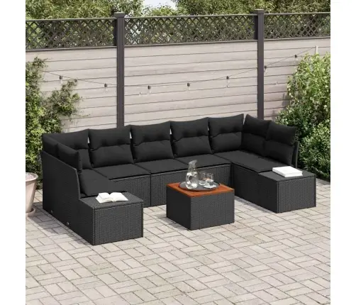 Dārza Dīvānu Komplekts 8 Pcs Melna 55 X 55 X 37 Cm Vidaxl