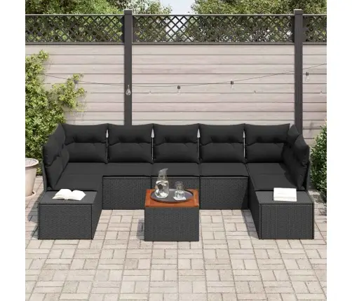 Dārza Dīvānu Komplekts 8 Pcs Melna 55 X 55 X 37 Cm Vidaxl