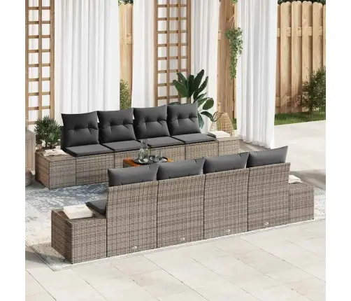 Dārza Dīvānu Komplekts 7 Pcs Pelēka 55 X 55 X 37 Cm Vidaxl