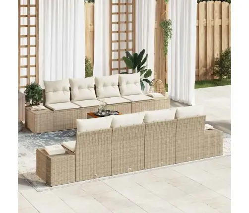 Sodo Sofų Rinkinys 9 Pcs Bežinė Ir Kreminė Poliratanas