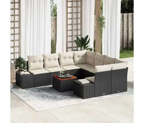 Dārza Dīvānu Komplekts 9 Pcs Melns, Balts 55 X 55 X 37 Cm Vidaxl