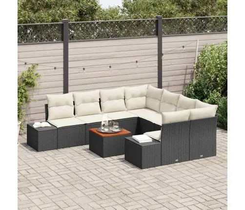 Dārza Dīvānu Komplekts 9 Pcs Melns, Balts 55 X 55 X 37 Cm Vidaxl