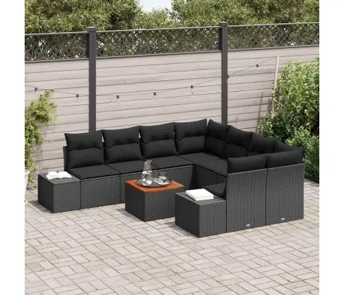 Dārza Dīvānu Komplekts 9 Pcs Melna 55 X 55 X 37 Cm Vidaxl