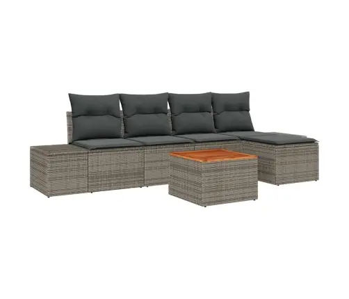 Dārza Dīvānu Komplekts 6 Pcs Pelēka Ratanā, Poliestera Spilveni Vidaxl