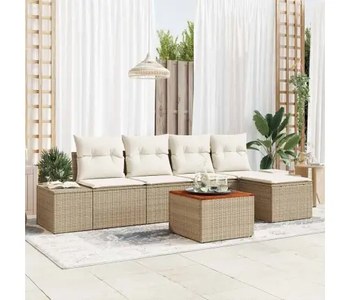 Dārza Dīvānu Komplekts 6 Pcs Beige Un Balts Vidaxl