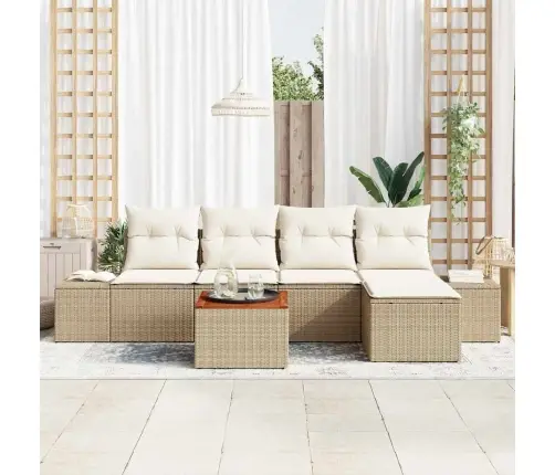 Dārza Dīvānu Komplekts 6 Pcs Beige Un Balts Vidaxl