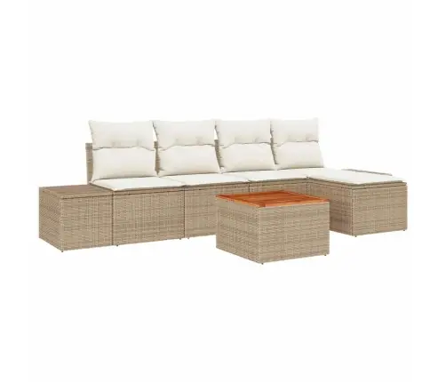 Dārza Dīvānu Komplekts 6 Pcs Beige Un Balts Vidaxl