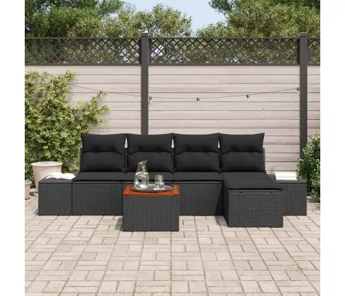 Dārza Dīvānu Komplekts 6 Pcs Melna Ratan, Koks Vidaxl