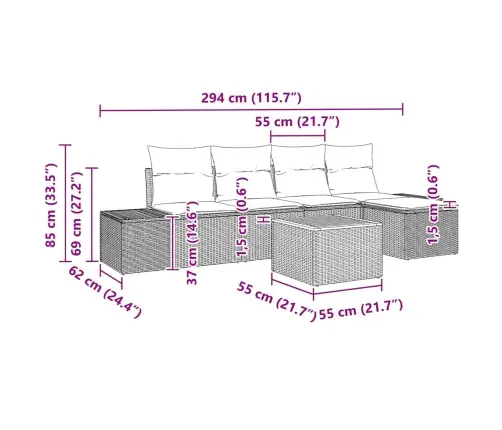 Dārza Dīvānu Komplekts 6 Pcs Melna Ratan, Koks Vidaxl