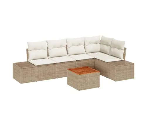 Dārza Dīvānu Komplekts 6 Pcs Beige Un Balts Kratīšana, Audums Vidaxl