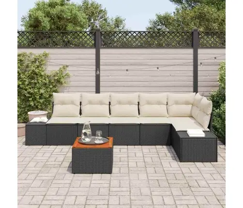 Aia Diivanikomplekt 7 Pcs Must Ja Kreem Polürotang