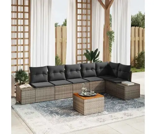 Dārza Dīvānu Komplekts 7 Pcs Pelēka Ratanas, Poliesters Vidaxl