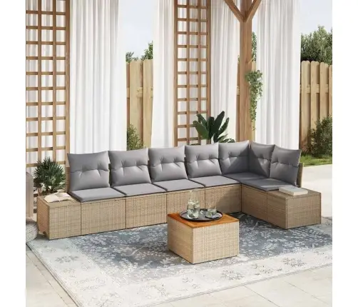 Dārza Dīvāna Komplekts 7 Pcs Beige, Gaiši Pelēks Vidaxl