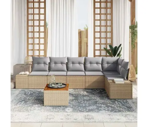 Dārza Dīvāna Komplekts 7 Pcs Beige, Gaiši Pelēks Vidaxl