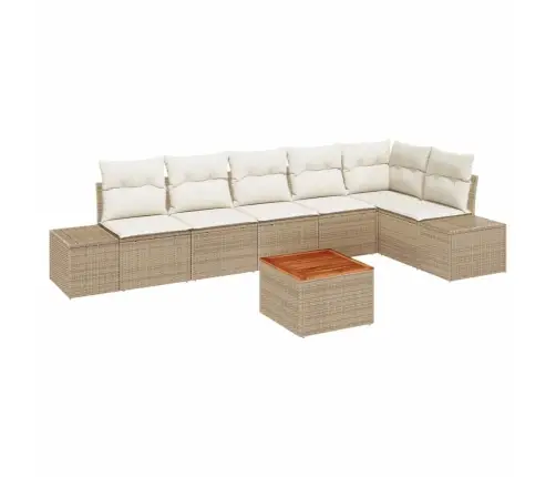 Sodo Sofų Rinkinys 7 Pcs Bežinė Ir Kreminė Poliratanas