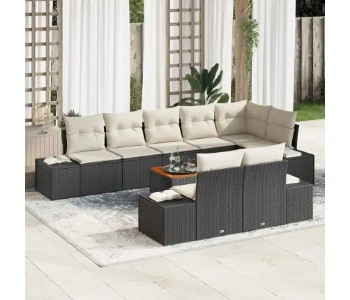 Dārza Dīvānu Komplekts 9 Pcs Melns, Balts 55 X 55 X 37 Cm Vidaxl