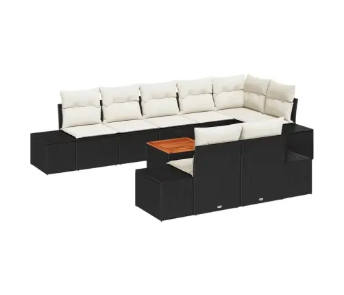 Dārza Dīvānu Komplekts 9 Pcs Melns, Balts 55 X 55 X 37 Cm Vidaxl