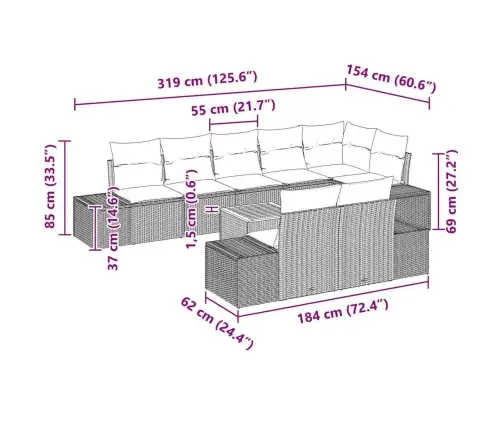 Dārza Dīvānu Komplekts 9 Pcs Melns, Balts 55 X 55 X 37 Cm Vidaxl