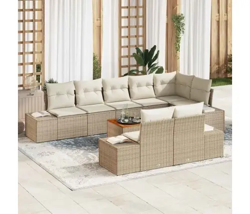 Dārza Dīvānu Komplekts 9 Pcs Bežs, Balts 55 X 55 X 37 Cm Vidaxl