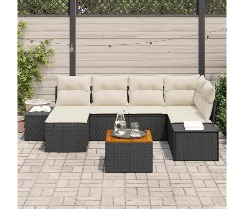 Dārza Dīvānu Komplekts 7 Pcs Melns, Balts Vidaxl