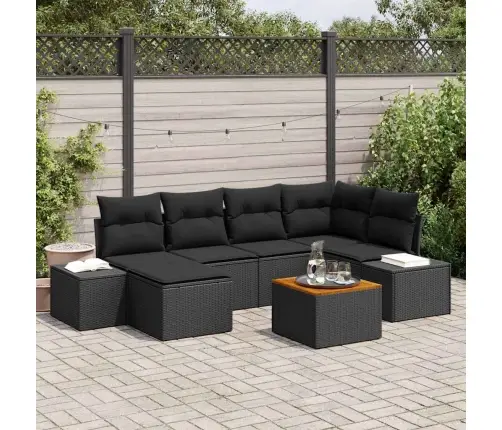 Dārza Dīvānu Komplekts 7 Pcs Melna Mākslīgā Rotangpalma Vidaxl