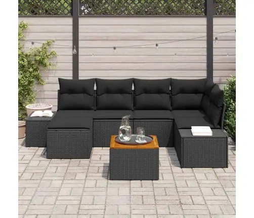 Dārza Dīvānu Komplekts 7 Pcs Melna Mākslīgā Rotangpalma Vidaxl