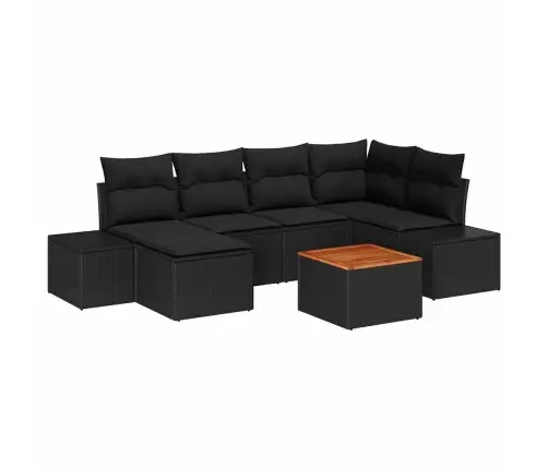 Dārza Dīvānu Komplekts 7 Pcs Melna Mākslīgā Rotangpalma Vidaxl