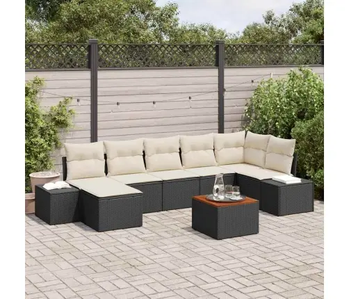 Dārza Dīvānu Komplekts 8 Pcs Melns, Balts Vidaxl