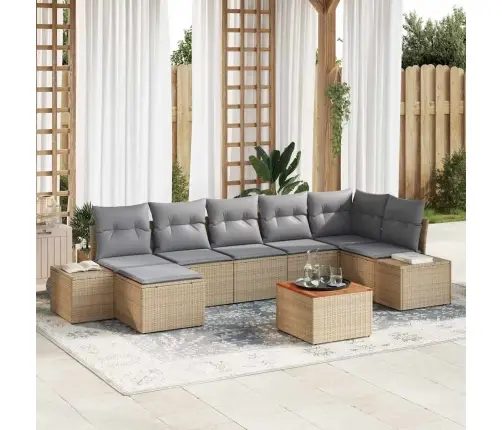 Dārza Dīvānu Komplekts 8 Pcs Bēša Un Gaiši Pelēka Vidaxl